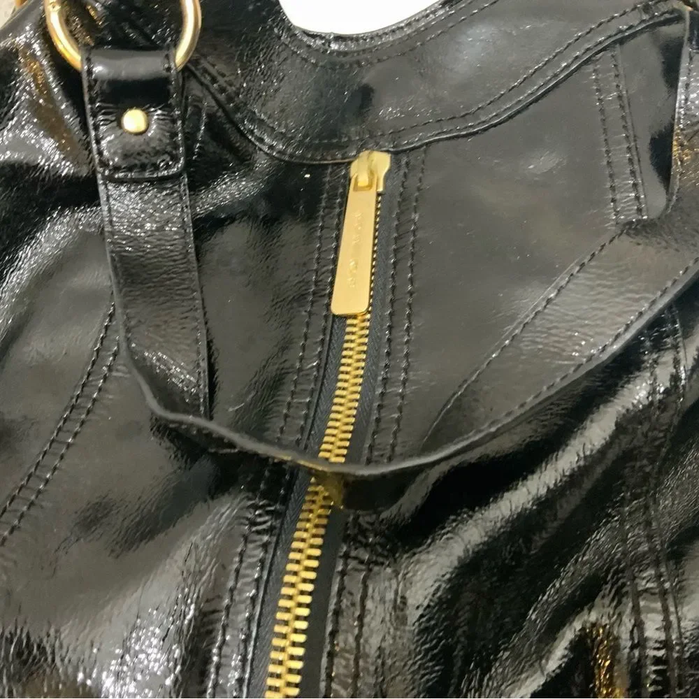 Michael Kors Textured Leather Zipper Shoulder Black Bag Purse - Picture 12 of 15